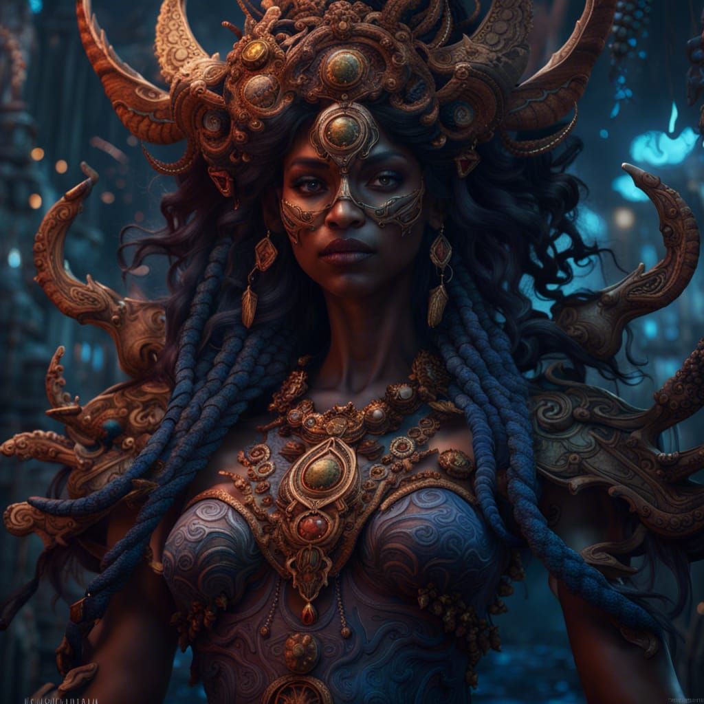 Detailed Matte Painting of Kali in Deep Color