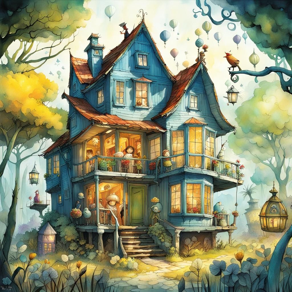 Whimsical Paradise House Inspired by Storybook Art
