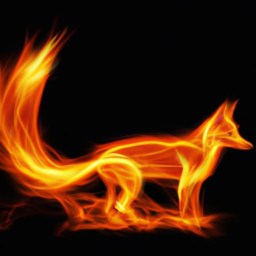 Artistic Render of a Fox Made of Fire