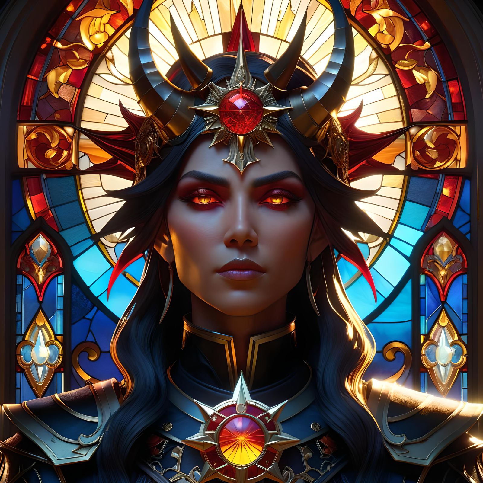 Stained Glass Kingdom with Demonic Accents