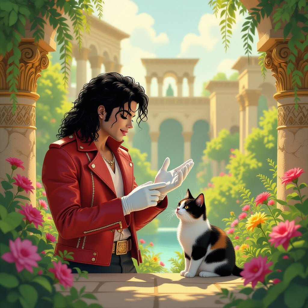 Michael Jackson and Cat in Babylon Garden