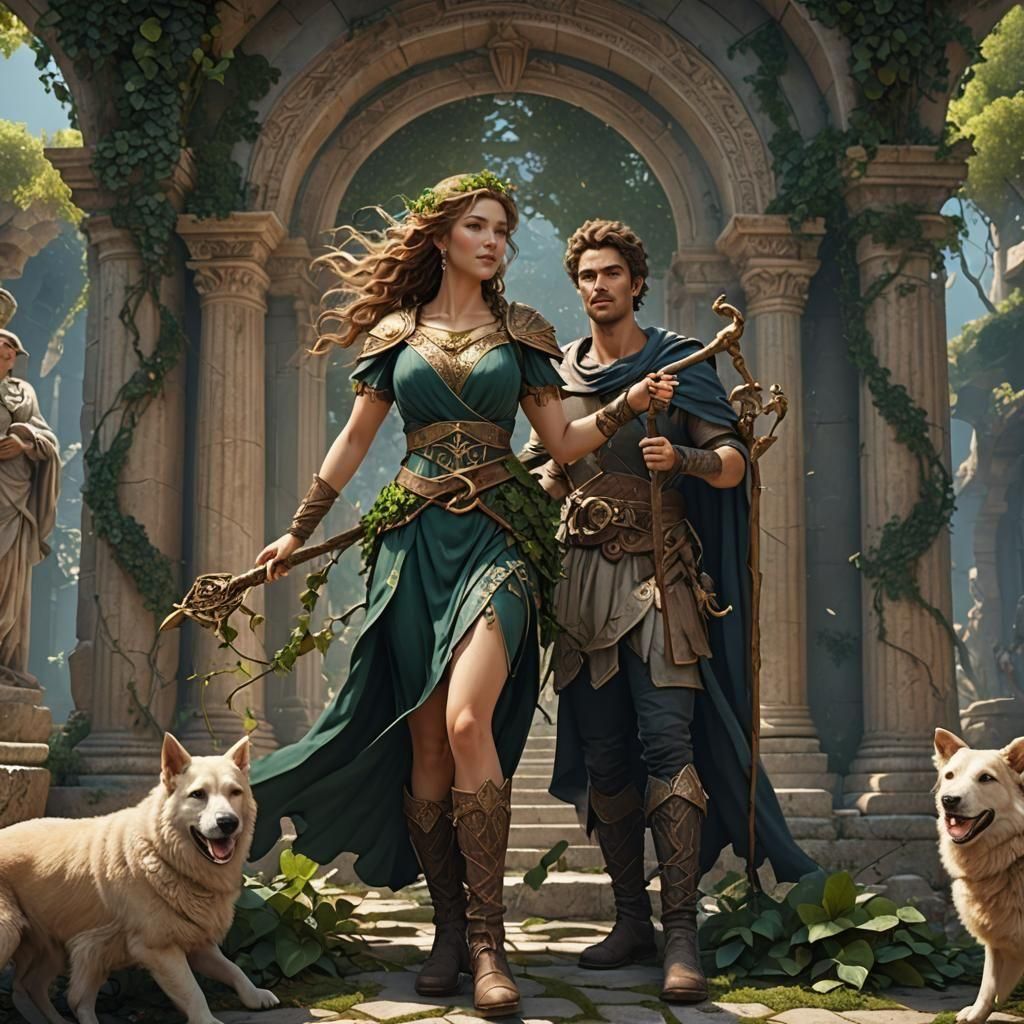 Thalia, Greek Muse of Comedy in Matte Painting