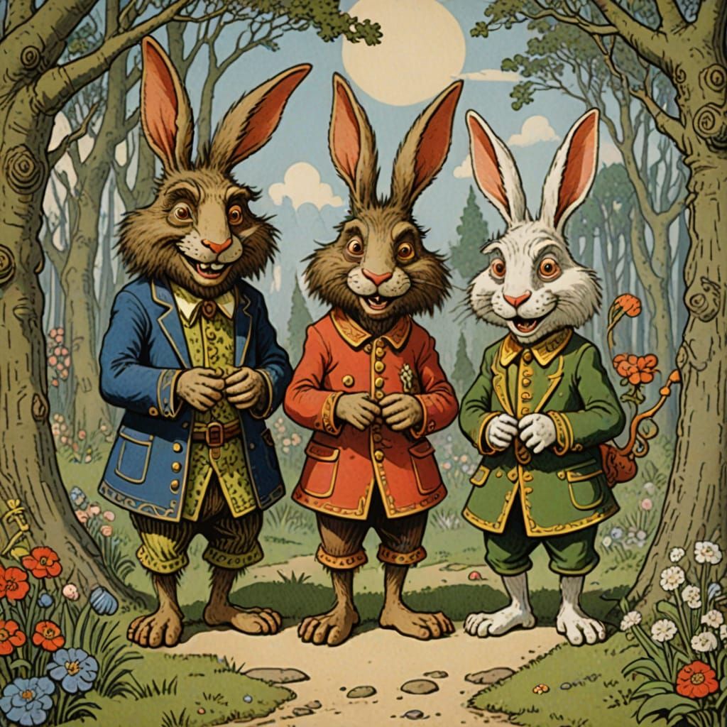 Troll and Rabbit Transformation: Whimsical Fairy Tale Art