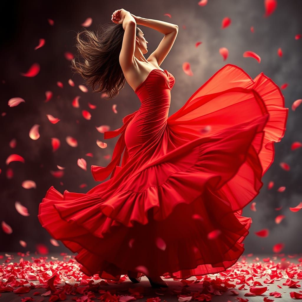 Fiery Flamenco Dancer in Anime Style