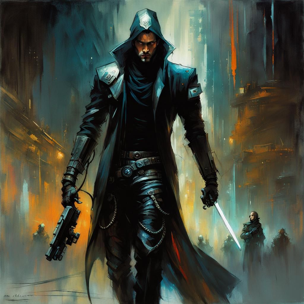 Cyberpunk Character in Dreamy Magic Realism Style