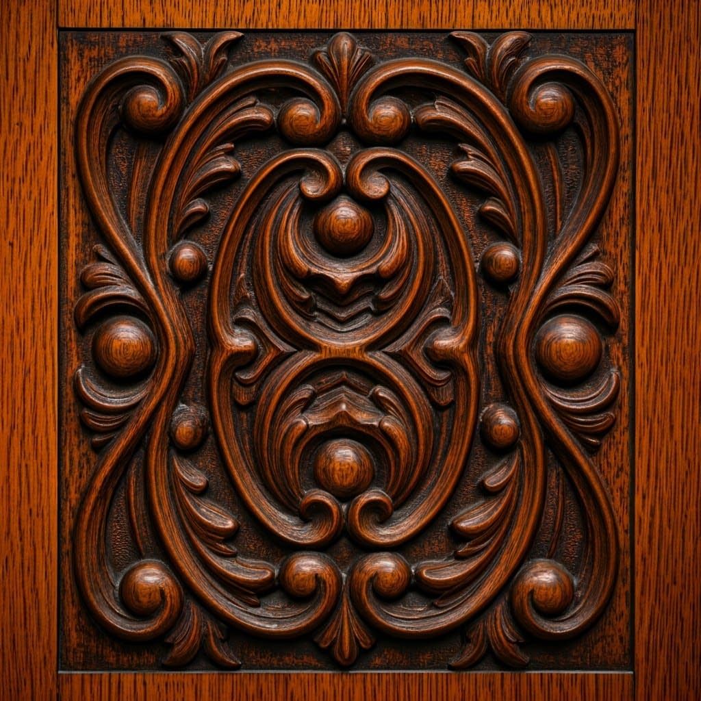 Luminous Wood Panel in Rococo Style