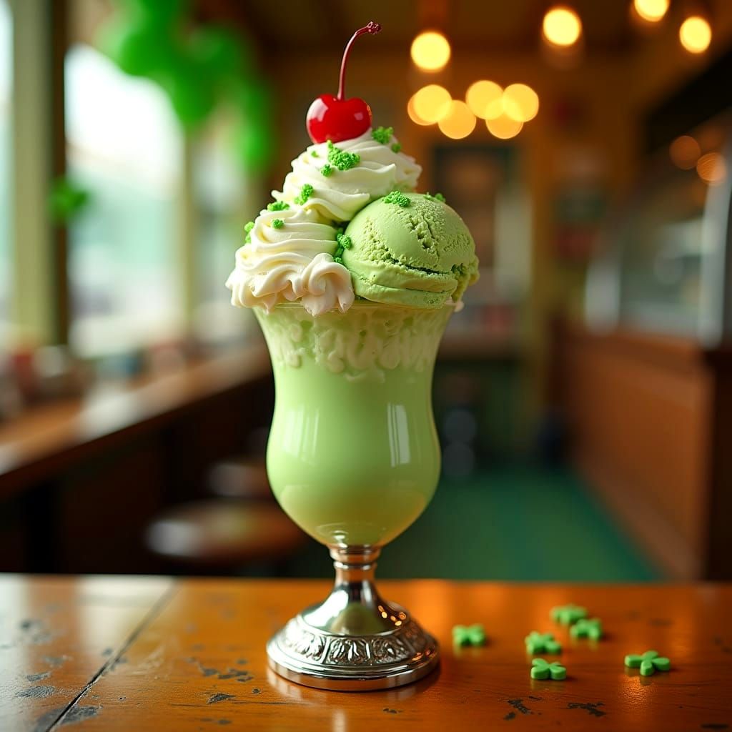 Old-fashioned Shamrock Ice Cream Sundae