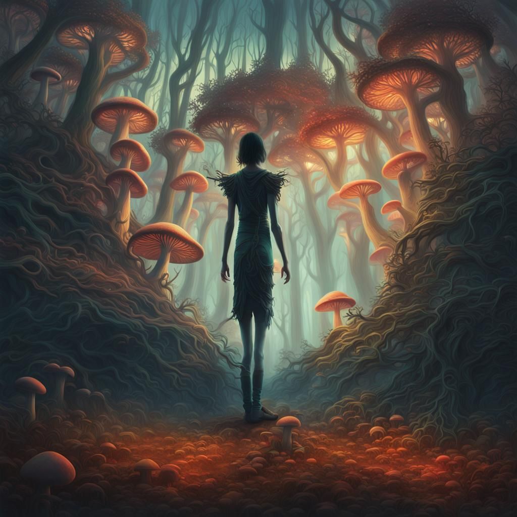 Mystical Forest Figure in Surrealist Style