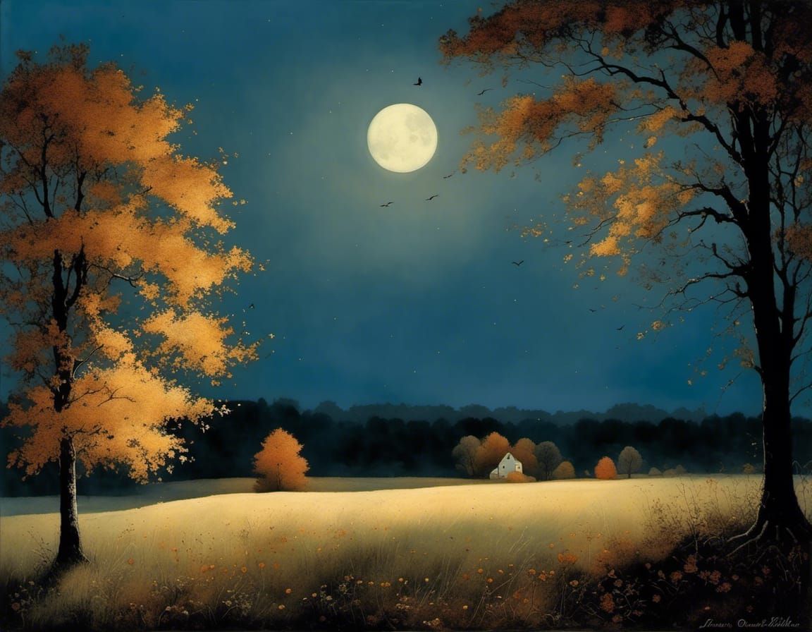 Autumnal Dawn Scene in Nostalgic Style