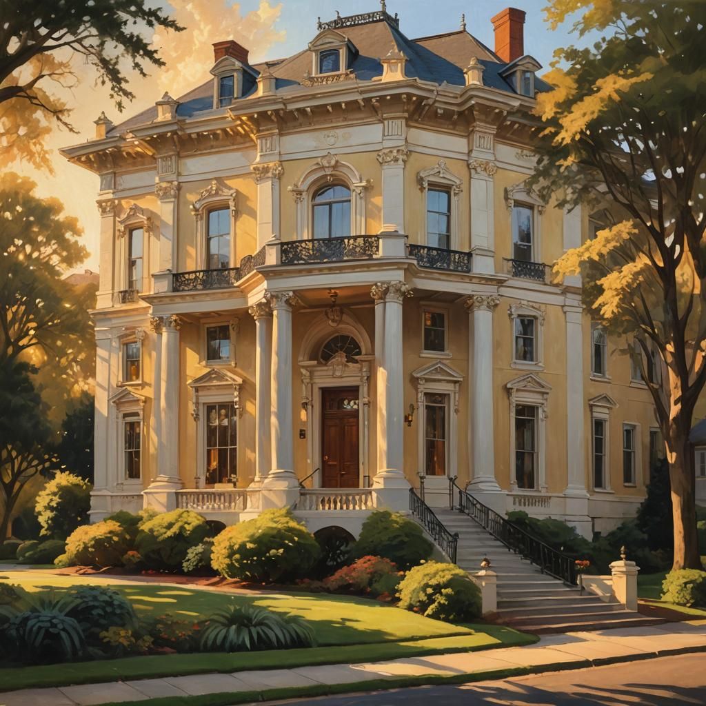 Governor's Mansion in Soft Oil Painting