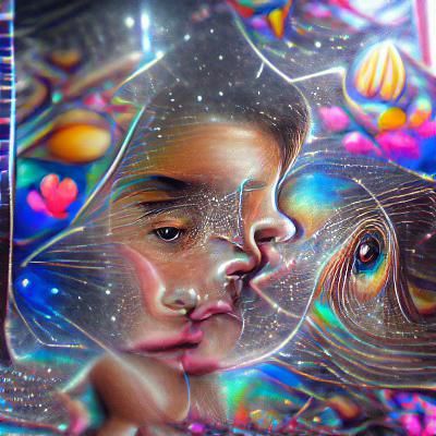 Cosmic Love: Holographic Astral Illustration