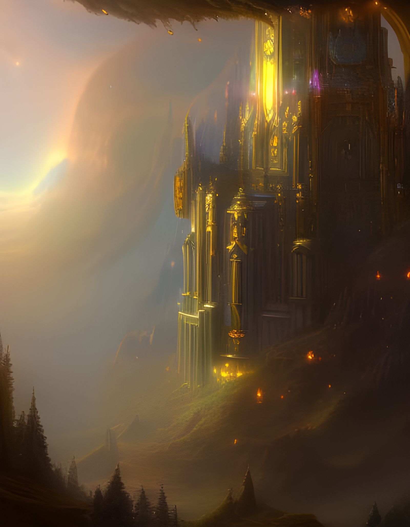 Blonde Alien Warrior in Gold Armor, Ethereal Sci-Fi