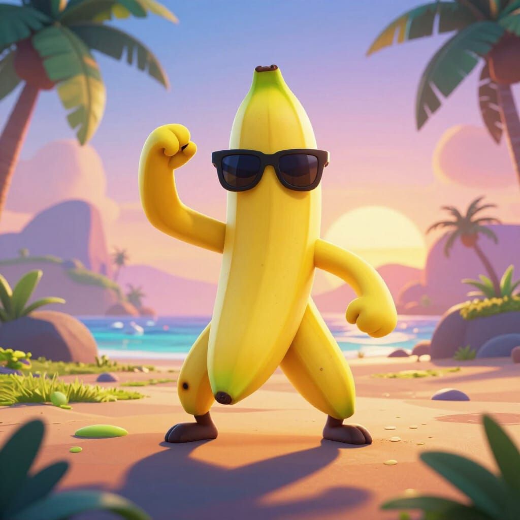 Peely the Banana Hero on Tropical Battlefield
