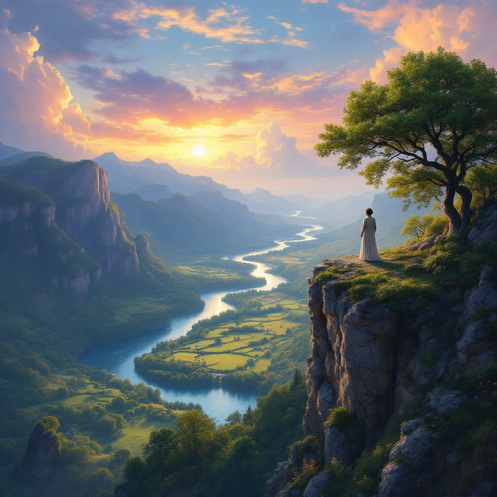 Breathtaking Vista: Serene Landscape with Winding Rivers