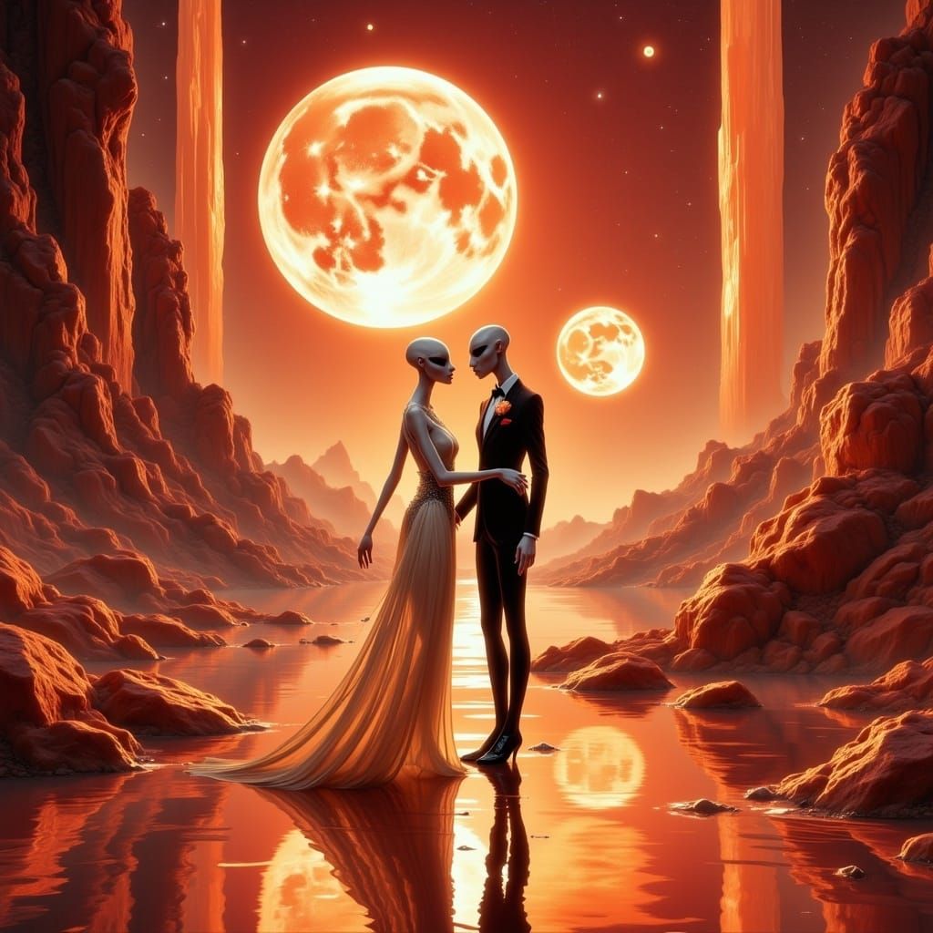 Ethereal Aliens Dance on Mars in a Futuristic, Dreamlike Set...