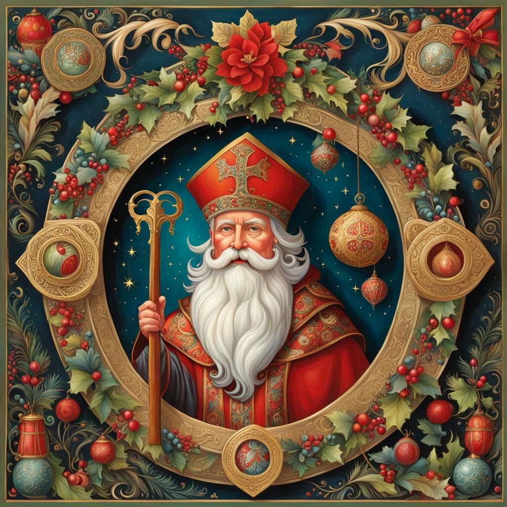 St. Nicholas with Knecht Ruprecht Illustration