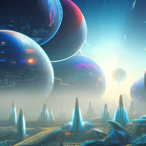 Alien City of the Future: Colorful Sci-Fi Landscape