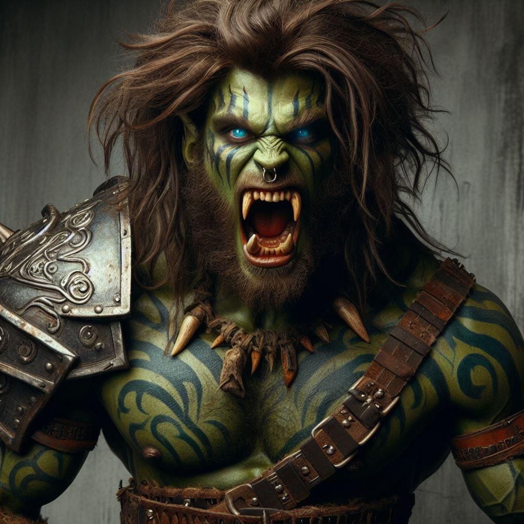 Fierce Young Orc Warrior in Lush Forest