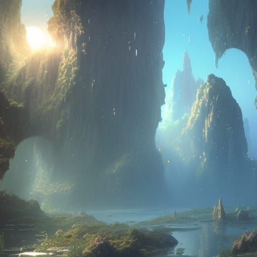 Realistic Bubbles in a Detailed Digital Fantasy Painting