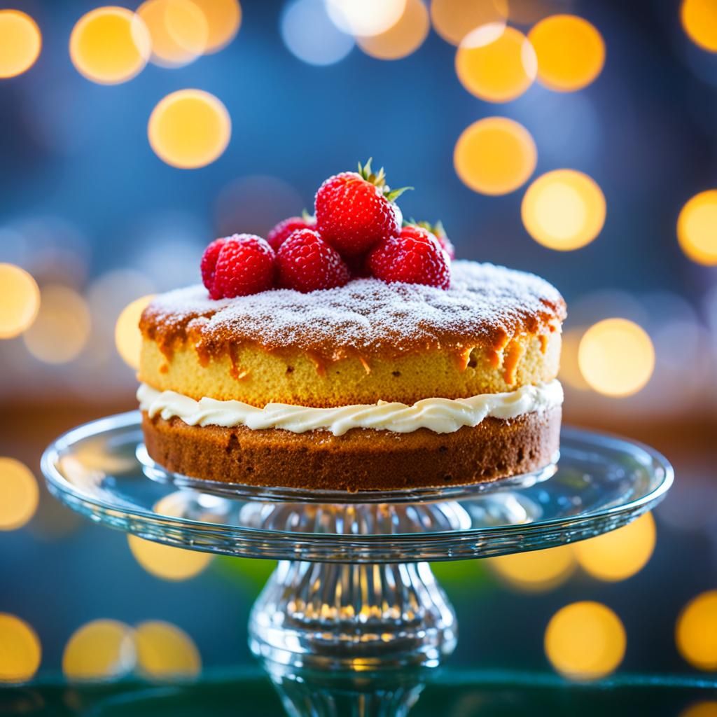 Delicious Cake on Glass Dish, Professional Photography