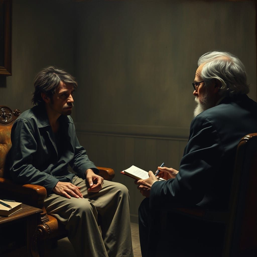 Intense Psychological Session in Dramatic Lighting
