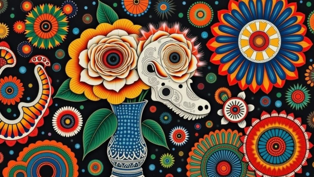 Hyperrealist Rose in Crystal Vase, Indian Folk Art