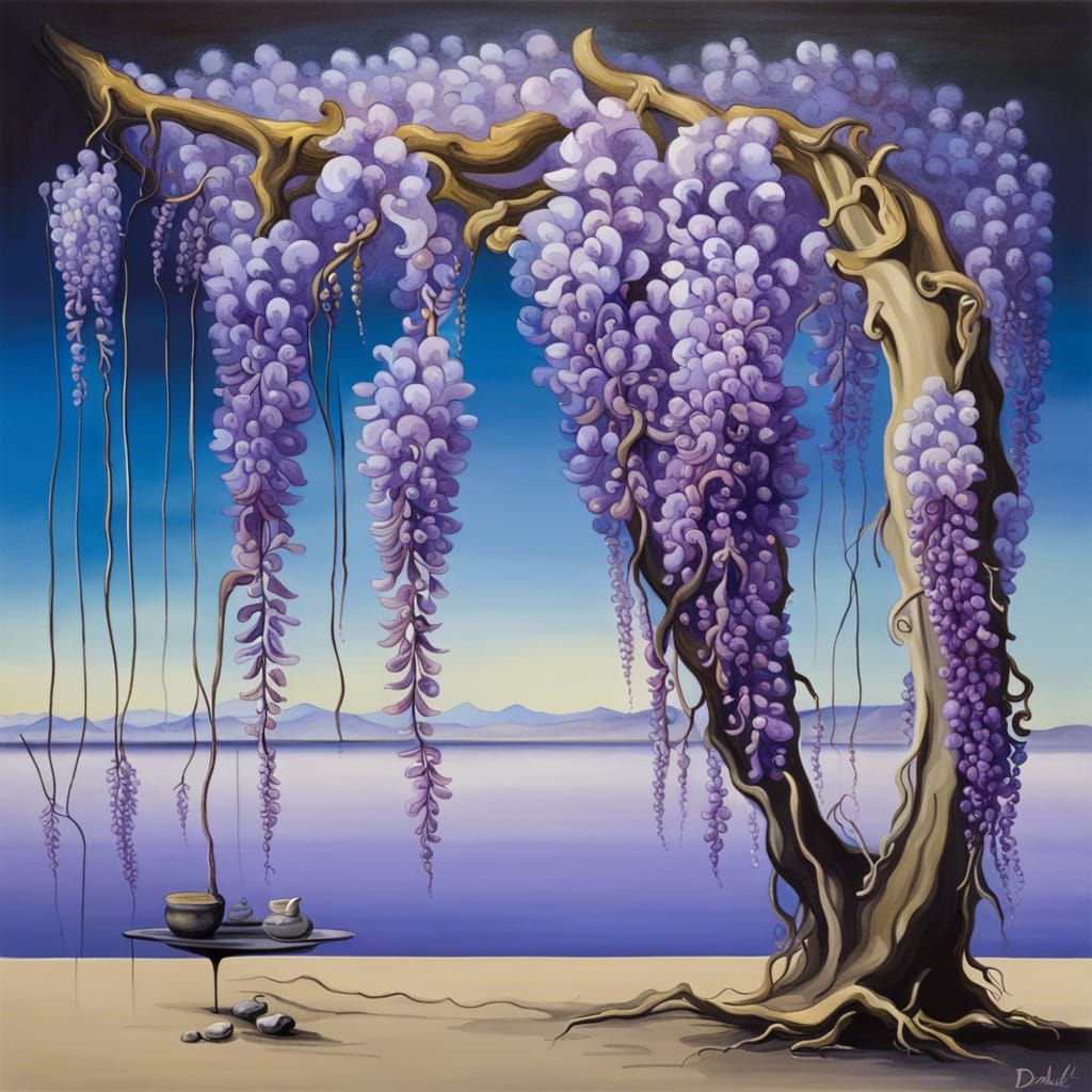 Surreal Wisteria Melts in Oil on Canvas