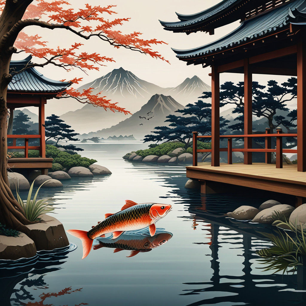 Surrealistic Portrait of a Yakuza Warrior in Traditional Jap...