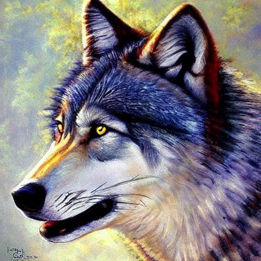 Wolf in Oil Painting Style of James Gurney