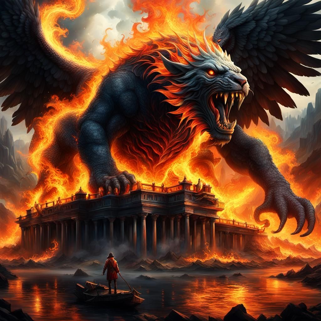 Epic Flames: A Dramatic Digital Matte Painting