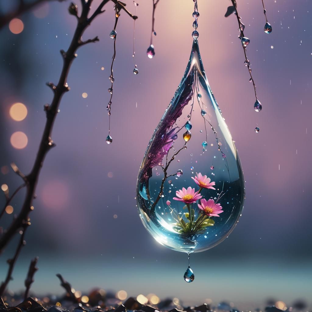 Teardrop World: Surreal Fantasy Artwork in Macro