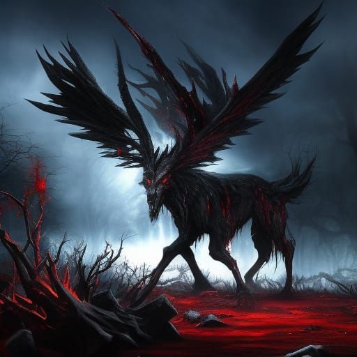 Terrifying Undead Wolf: Horror Concept Art