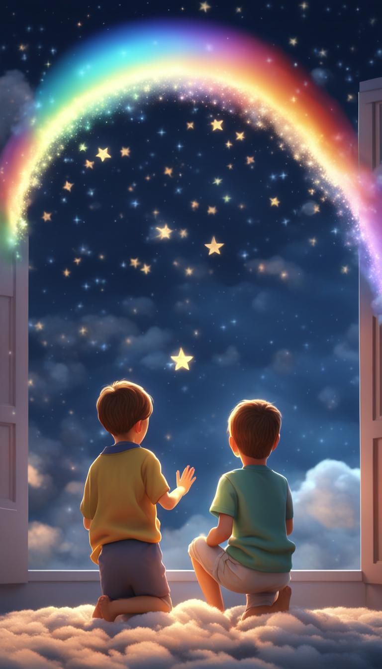 Young Siblings Make a Star Wish: 3D Animation