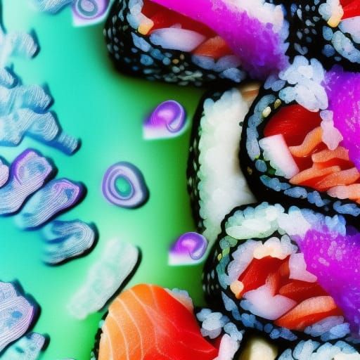 Psychedelic Macro Photography of Sushi Dreams