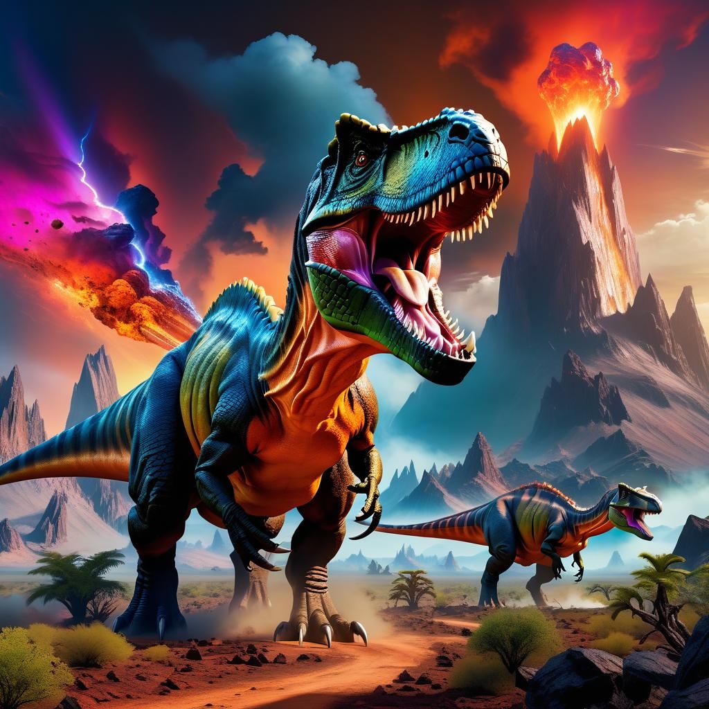 Dinosaurs Face Fiery Meteor Strike in Primeval World
