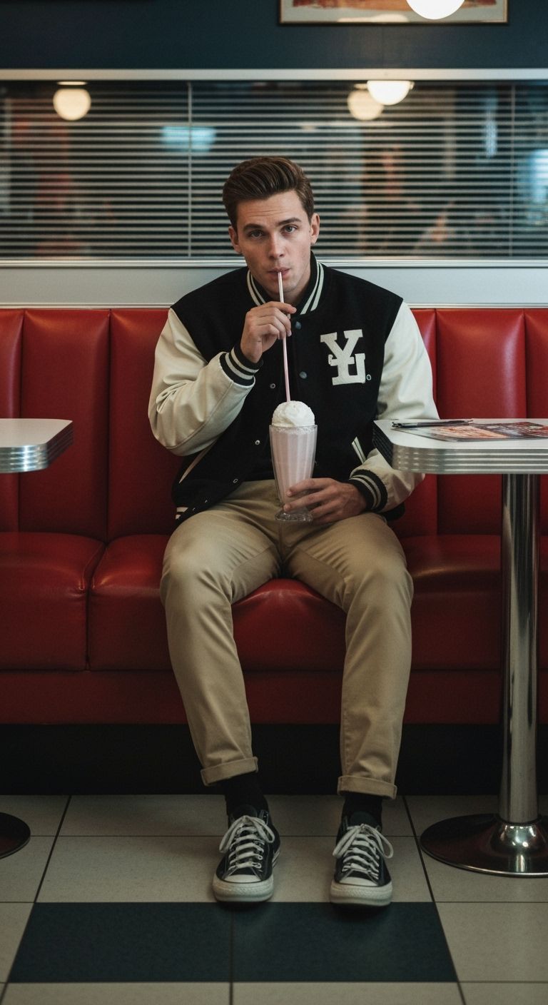 1950s Man in Diner, Hyperrealistic Style