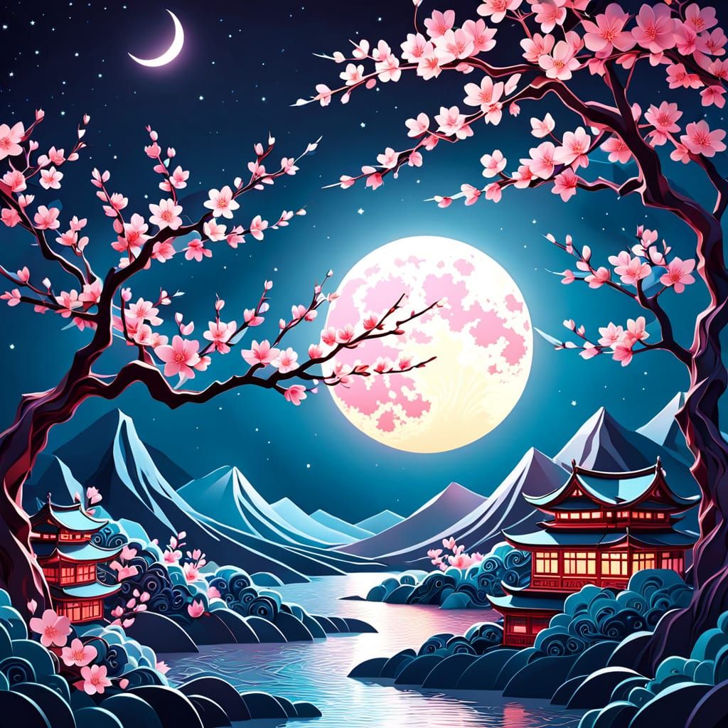 Ethereal Papercraft Under Moonlight
