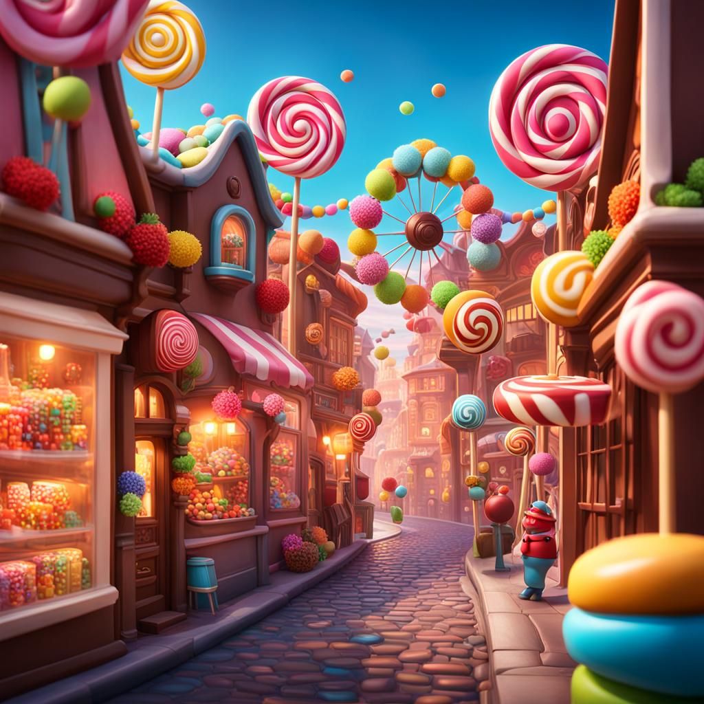 Sweet Candy Town in 3D Digital Art