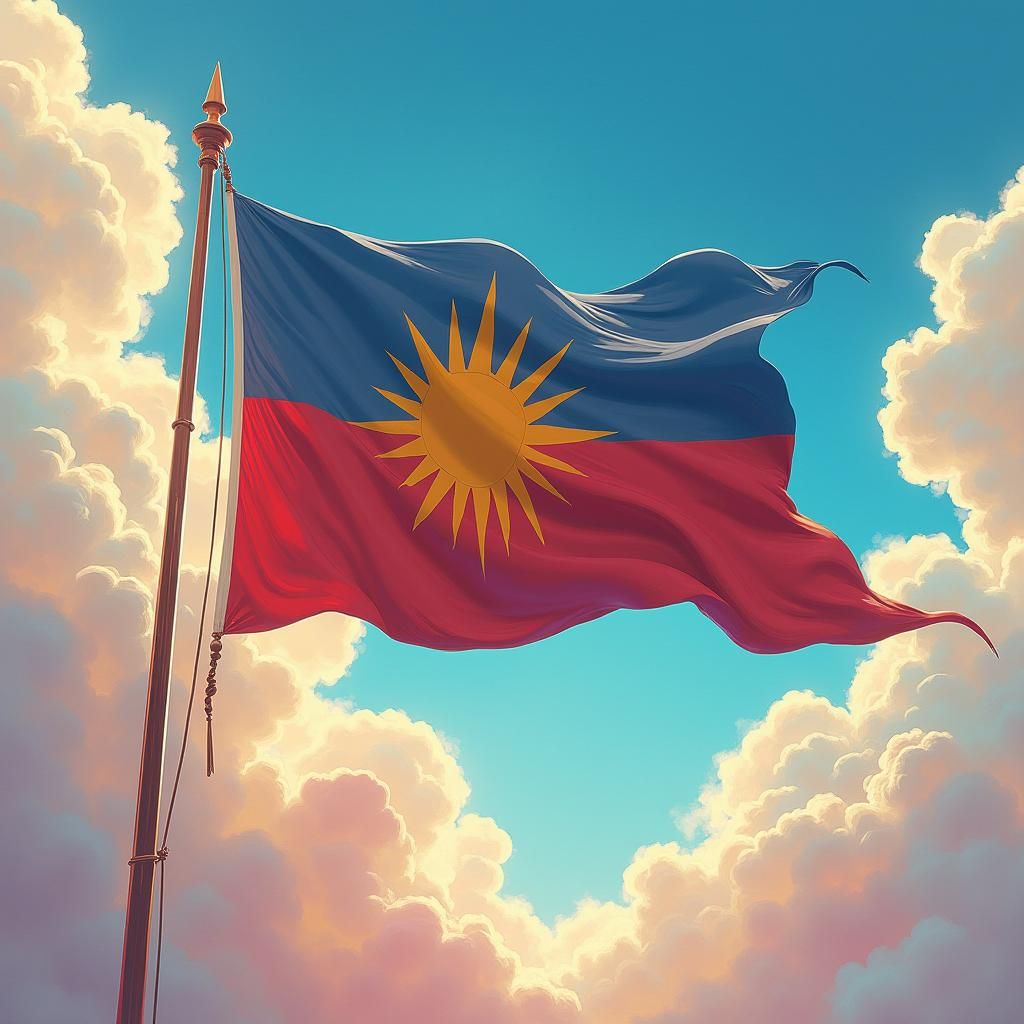 Majestic Flag of Heloania in Dreamlike Sky