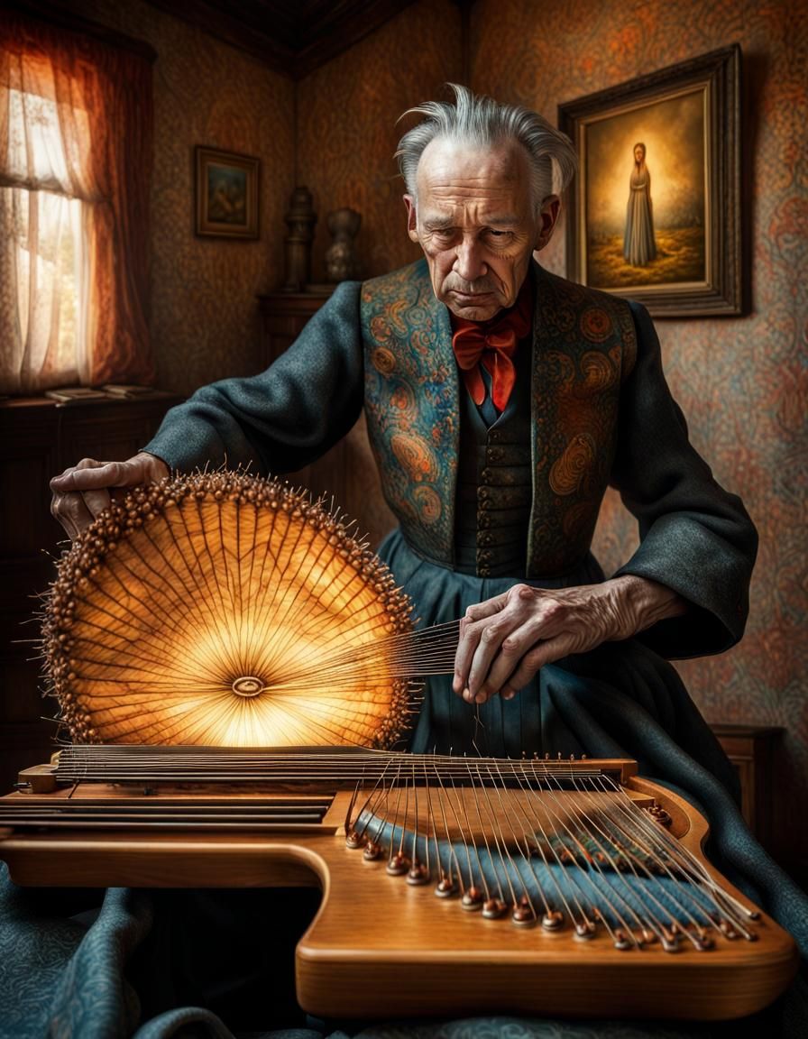 Magical Zither Player in a Surreal Dreamscape
