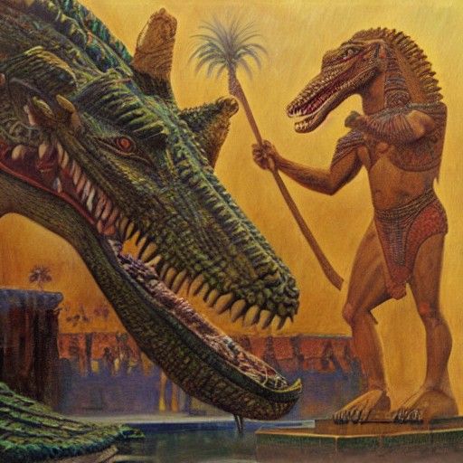 Sobek: God of the Nile in Oil Painting Style