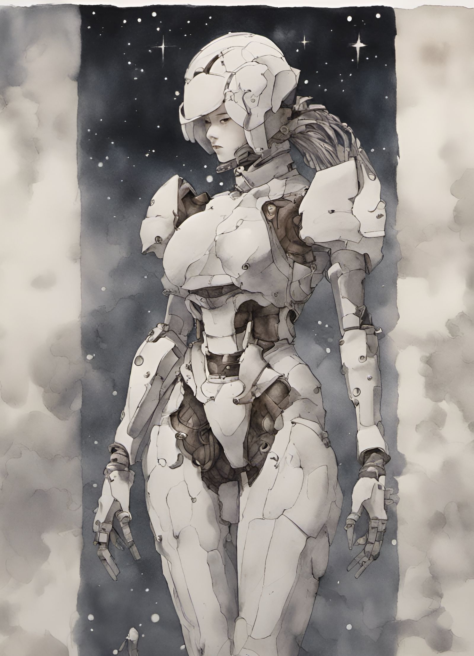 Cybord in Sumi-e style on Rice Paper