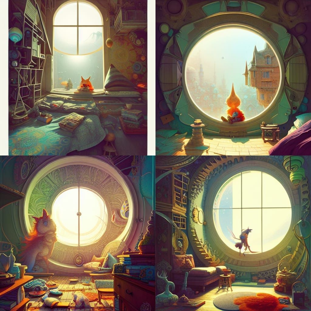 Isometric Studio Apartment with Circle Window