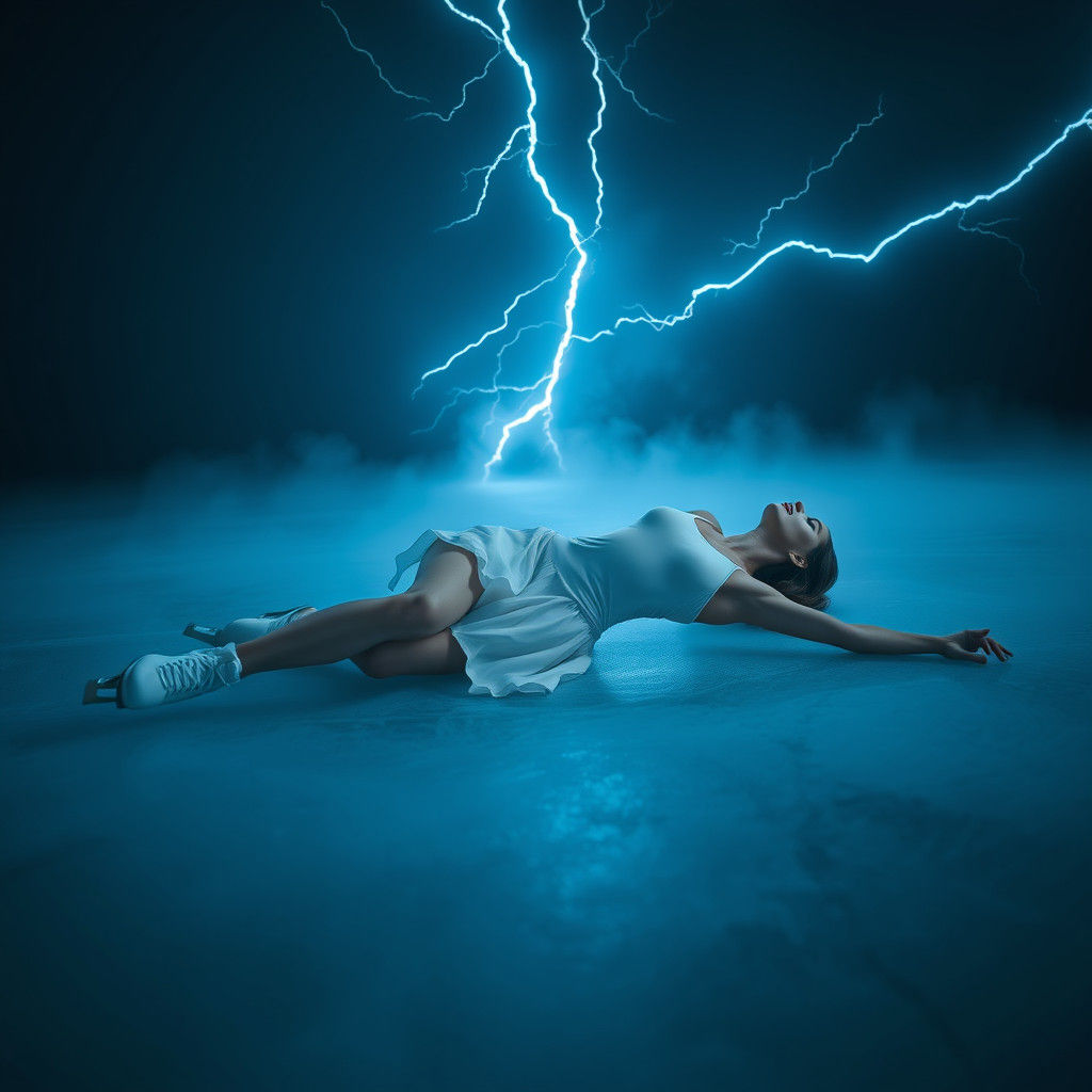 Dramatic Figure Skater in Lightning Storm