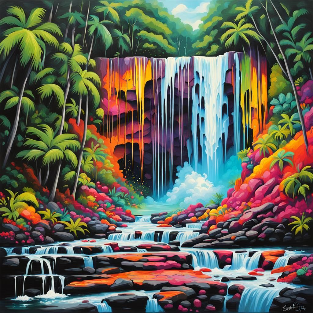 Telefofo Falls Guam: Graffiti Art Splash Painting