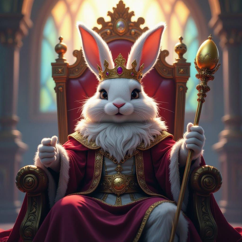 Easter Bunny King in Regal Robes