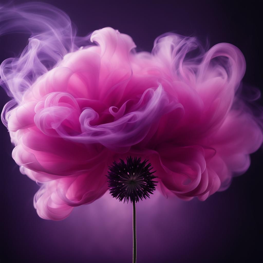 Ultra-Realistic Smoky Wisp Cloud with Balloon Flower