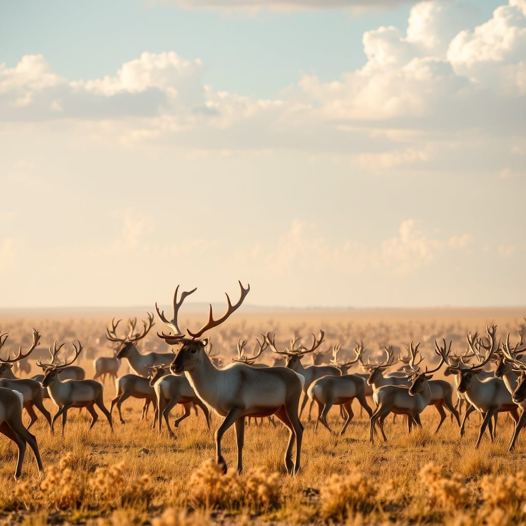 Majestic Caribou in Golden Savannah