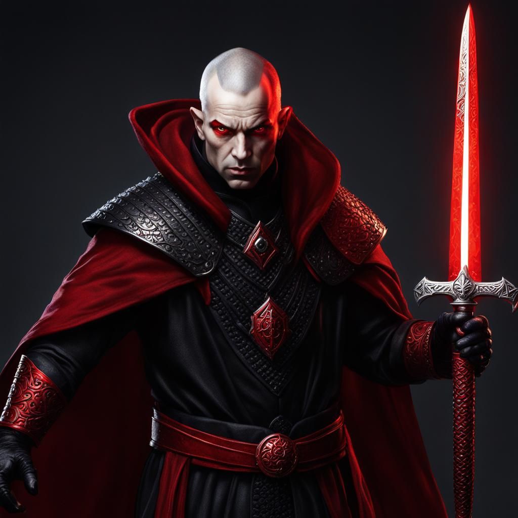 Sinister Cultist in Red and Black Robes