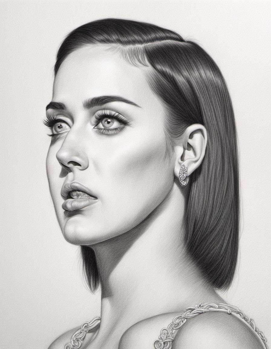 Hyperrealistic Pencil Portrait of a Woman in Profile